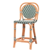 bali & pari Mattie Rattan Bistro Counter Stool - Handwoven Accent Seating with Backrest for Kitchen Island or Indoor/Outdoor Lounge, Green
